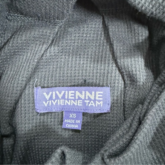 Vivienne Tam Sculptural Neckline Ribbed Blue Grey Top XS - Picture 4 of 4